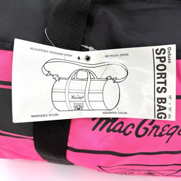 VTG 1991 MacGregor Duffle Gym Sports Bag Overnight 18”x10” Hot Pink Black Light - Picture 5 of 9